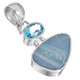 925 Silver London Blue Topaz Big Australian Opal Sterling Pendant, 1"