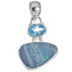 925 Silver London Blue Topaz Big Australian Opal Sterling Pendant, 1"