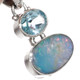 925 Silver London Blue Topaz Big Australian Opal Sterling Pendant, 1"