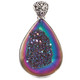 925 Silver Pear Rainbow Titanium Agate Druzy Drusy Teardrop Pendant, 1 3/4"
