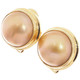 925 Silver Champagne Mabe Pearl Vermeil Gold Plated Sterling Omega Earrings 5/8"