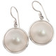 925 Silver Extra Big Pacific Cultured White Mabe Pearl Sterling Earrings, 13/16"