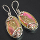 925 Silver Pink Azalea Titanium Agate Druzy Sterling Sparkling Earrings, 1"