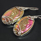 925 Silver Pink Azalea Titanium Agate Druzy Sterling Sparkling Earrings, 1"