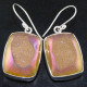 925 Silver Rectangle Azalea Pink Titanium Druzy Drusy Earrings, 1"