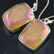 925 Silver Rectangle Azalea Pink Titanium Druzy Drusy Earrings, 1"