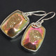 925 Silver Rectangle Azalea Pink Titanium Druzy Drusy Earrings, 1"