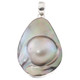 925 Silver South Pacific Mabe Blister Pearl Shell Sterling Pendant, 1 3/4"