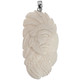 Hand Carving Indian Chief Warrior Bison Bone 925 Sterling Silver Pendant, 3"