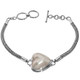 925 Silver White Ocean Pearl Heart Mabe Pearl Sterling Chain Bracelet, 7.5-8"