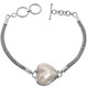 925 Silver White Ocean Pearl Heart Mabe Pearl Sterling Chain Bracelet, 7.5-8"