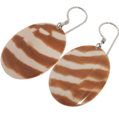 925 Sterling Genuine Nautilus Shell Oval Fashion Earrings, 1 3/8"