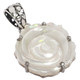 925 Silver Oyster Mother Of Pearl Shell Rose Flower Sterling Pendant, 1 1/8"