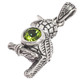 925 Silver Peridot Gemstone Parrot Bird Of Paradise Sterling Pendant, 1 1/8"