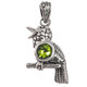 925 Silver Peridot Gemstone Parrot Bird Of Paradise Sterling Pendant, 1 1/8"