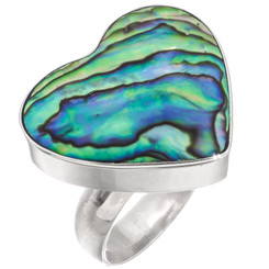 925 Silver Heart New Zealand Paua Abalone Shell Sterling Silver Sz 7 Ring