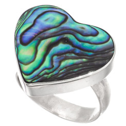 925 Silver Heart New Zealand Paua Abalone Shell Sterling Silver Sz 8 Ring
