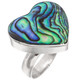 925 Silver Heart New Zealand Paua Abalone Shell Sterling Silver Sz 8 Ring