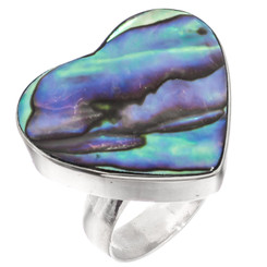 925 Silver Heart New Zealand Paua Abalone Shell Sterling Silver Sz 6 Ring