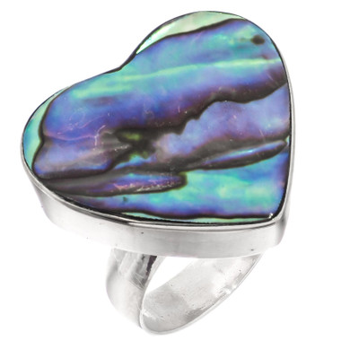 925 Silver Heart New Zealand Paua Abalone Shell Sterling Silver Sz 6 Ring