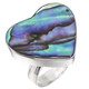 925 Silver Heart New Zealand Paua Abalone Shell Sterling Silver Sz 6 Ring