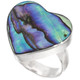 925 Silver Heart New Zealand Paua Abalone Shell Sterling Silver Sz 6 Ring