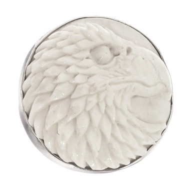 925 Silver Bald Eagle Head Bison Bone Sterling Adj Sz 6 Ring