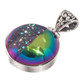 925 Silver Round Titanium Green Agate Druzy Drusy Sterling Pendant, 1 1/8"