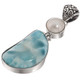 925 Silver Large Blue Larimar White Mabe Ocean Pearl Sterling Pendant, 2