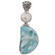 925 Silver Large Blue Larimar White Mabe Ocean Pearl Sterling Pendant, 2