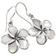 925 Silver Plumeria Styled White Mother of Pearl Shell Sterling Earrings, 3/4"