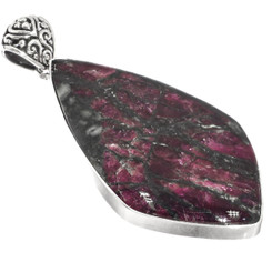 925 Silver Stunning AAA-grade Russian Eudialyte Gem Sterling Pendant, 2 3/8"