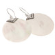 925 Silver Round Iridescent Oyster White Mother Of Pearl Shell Earrings, 1 1/8"