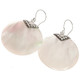 925 Silver Round Iridescent Oyster White Mother Of Pearl Shell Earrings, 1 1/8"