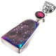 925 Sterling Garnet Titanium Agate Sparkling Druzy Drusy Pendant, 2 3/4"