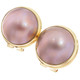 925 Silver Large Mauve Mabe Pearl Vermeil Gold Plated Omega Post Earrings 13/16"