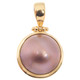 925 Silver Very Large 18mm Mauve Mabe Pearl Vermeil Gold Plated Pendant, 1 3/8"