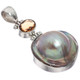 925 Silver Natural Citrine South Sea Cultured Blister Mabe Pearl Pendant, 1 3/4"
