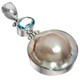 925 Silver Blue Topaz South Sea Cultured Blister Mabe Pearl Pendant, 1 3/4"