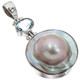 925 Silver Blue Topaz South Sea Cultured Blister Mabe Pearl Pendant, 1 3/4"