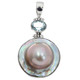 925 Silver Blue Topaz South Sea Cultured Blister Mabe Pearl Pendant, 1 3/4"