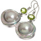 925 Silver South Sea Cultured Blister Mabe Pearl Green Peridot Earrings, 1 1/4"