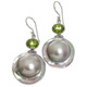 925 Silver South Sea Cultured Blister Mabe Pearl Green Peridot Earrings, 1 1/4"