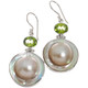 925 Silver South Sea Cultured Blister Mabe Pearl Green Peridot Earrings, 1 1/4"