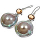 925 Silver South Sea Blister Mabe Pearl Citrine Sterling Earrings, 1 1/4"