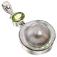 925 Silver Natural Peridot South Sea Cultured Blister Mabe Pearl Pendant, 1 3/4"
