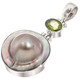 925 Silver Natural Peridot South Sea Cultured Blister Mabe Pearl Pendant, 1 3/4"