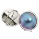 925 Silver Huge 18mm South Sea Blue Mabe Pearl Omega Post Earrings, 13/16"