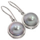 925 Silver Iridescent Luster South Sea Cultured Gray Mabe Pearl Earrings, 5/8"