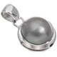 925 Silver South Sea Cultured Gray Mabe Pearl Sterling Pendant, 1"